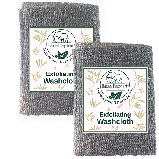 Natural Elephant Exfoliating Washcloth Charcoal Grey Japanese Shower Scrubber for Body (2 Pack (2 Washcloths)) Beauty and Personal Care Natural Elephant