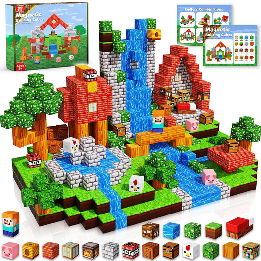 Goody King 100pcs Magnetic Blocks – STEM Building Cubes & Stacking Toys for Kids Ages 3-10, Montessori Sensory Tiles Birthday Gift