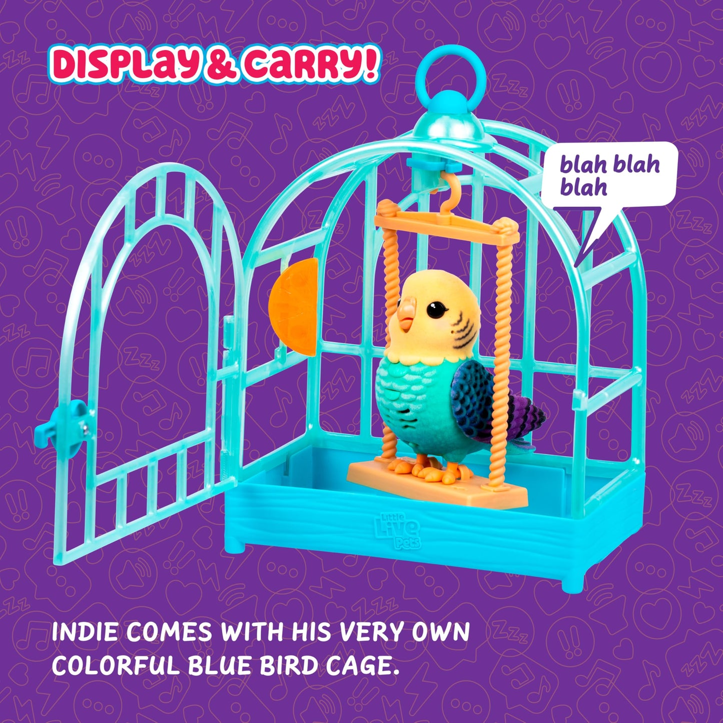 Little Live Pets My Really Real Talking Bird Toy & Cage - Indie, Interactive Voice Repeating Toy, 20+ Sounds & Reactions, Talking Toys for Kids 5-7