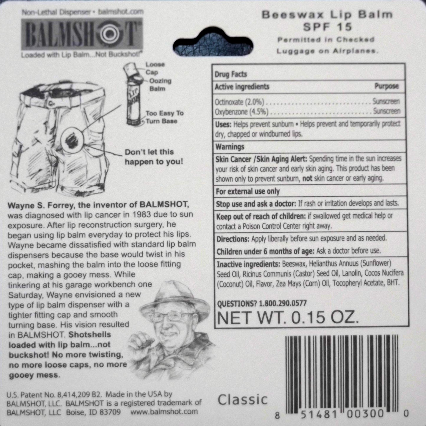 BALMSHOT Lip Balm Two Pack of Classic & Cool Mint