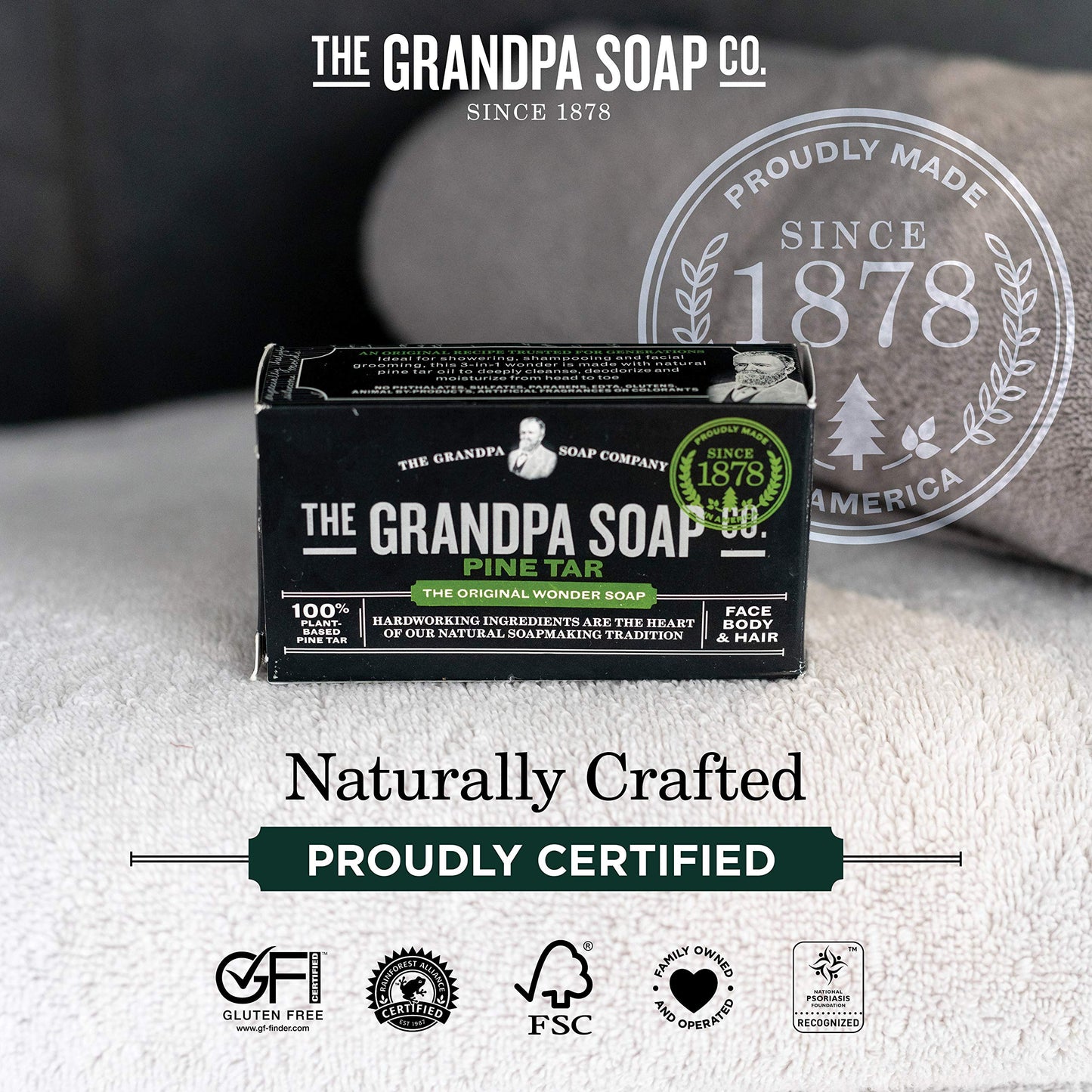 Pine Tar Bar Soap by The Grandpa Soap Company | The Original Wonder Soap | 3-in-1 Cleanser, Deodorizer & Moisturizer | 4.25 Oz. Each 3 Pack