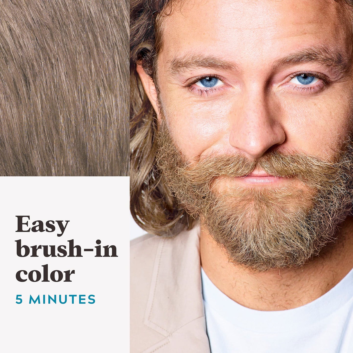 Just For Men Mustache & Beard, multiple uses Beard Dye for Men with Brush Included, With Keratin Biotin Aloe and Coconut Oil for Healthy Facial Hair
