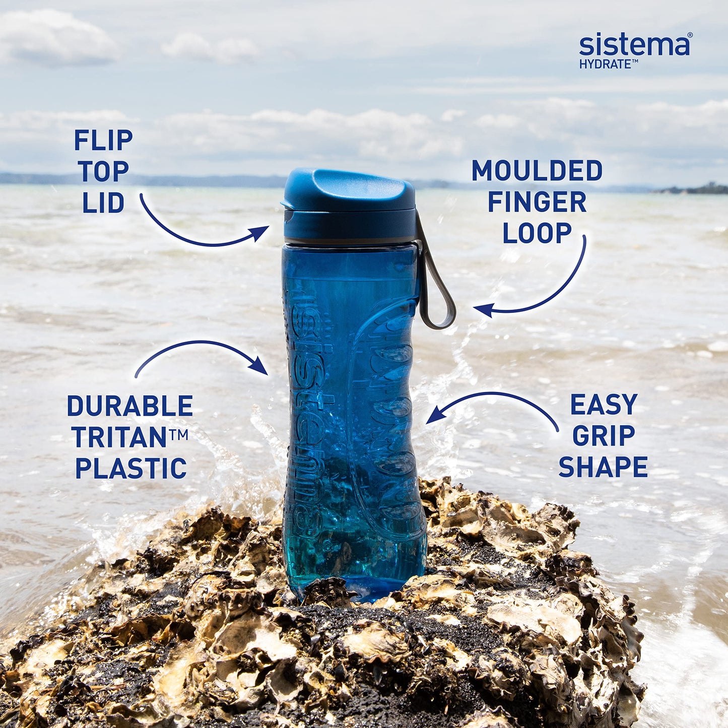 Sistema Tritan Active Sports Water Bottle | 800 ml | Leakproof Water Bottle | BPA-Free | Assorted Colours