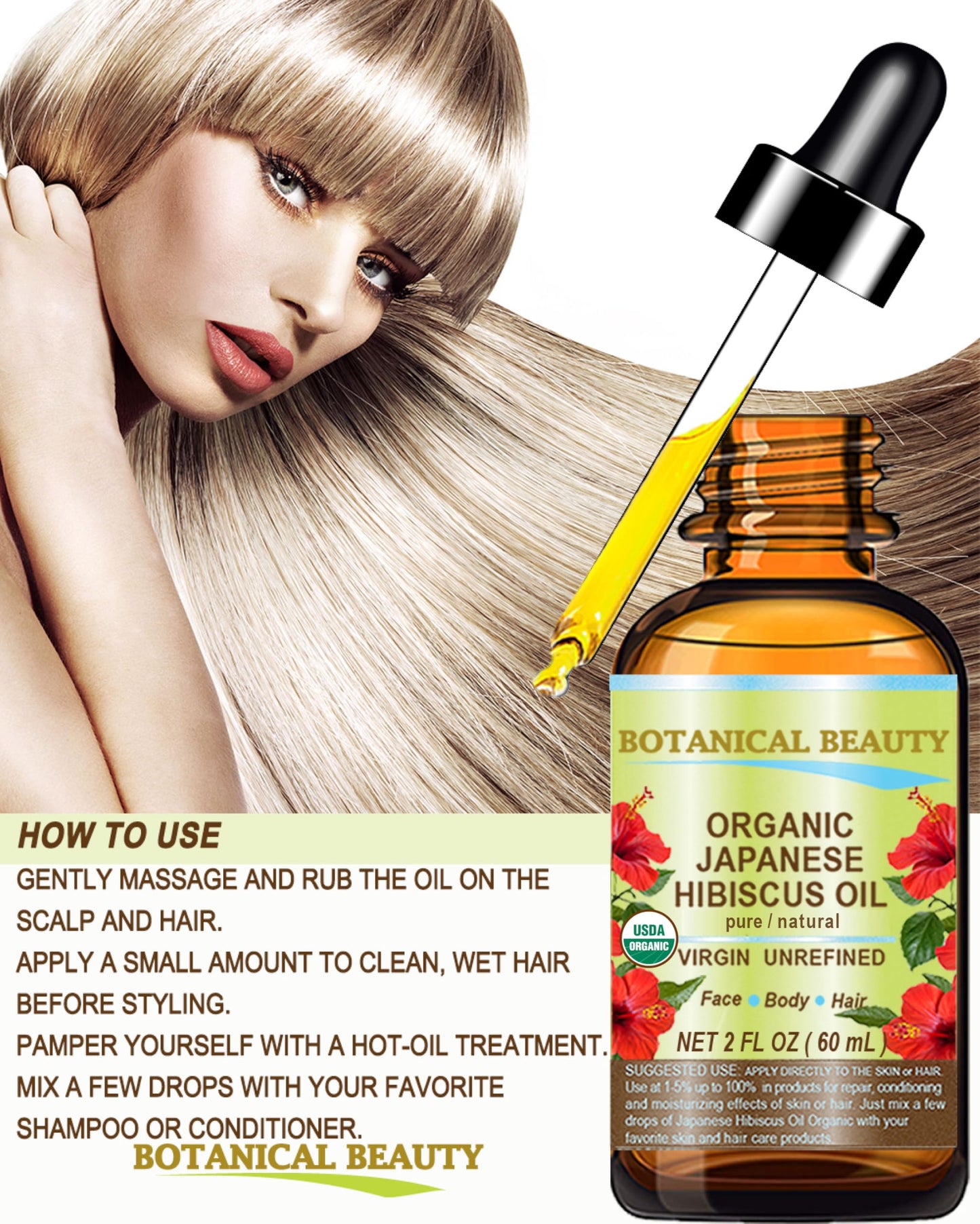 Botanical Beauty Organic HIBISCUS OIL (Hibiscus Sabdariffa) JAPANESE 100 Pure Natural VIRGIN UNREFINED COLD PRESSED Anti Aging, Vitamin E Oil