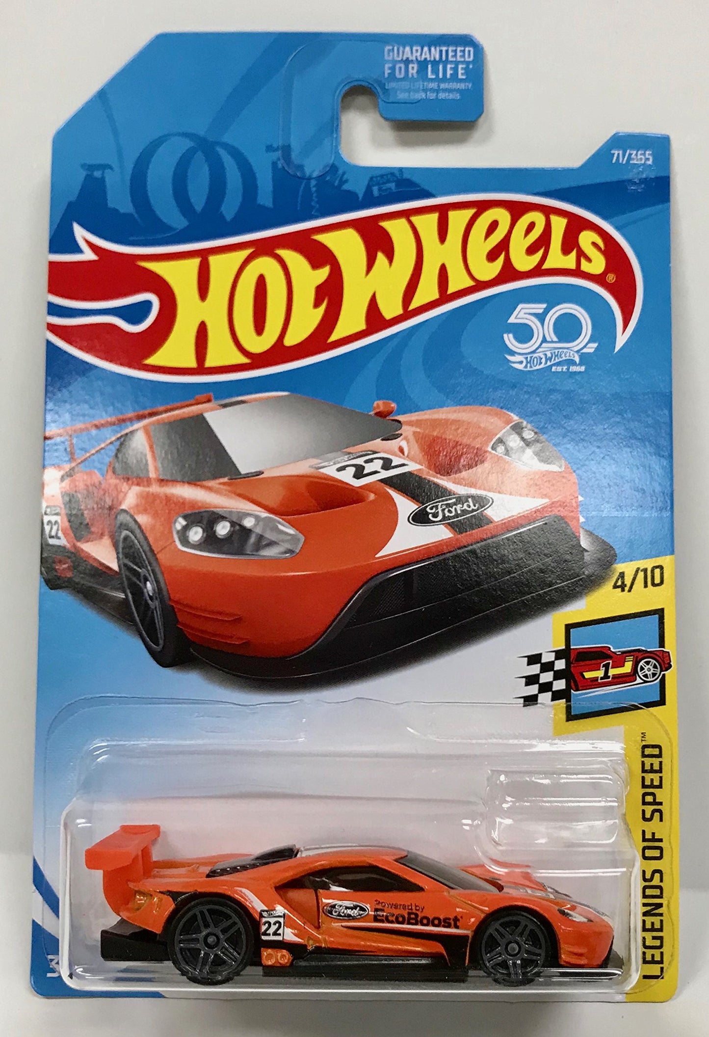 Hot Wheels 2018 50th Anniversary Legends of Speed 2016 Ford GT Race 71/365, Orange