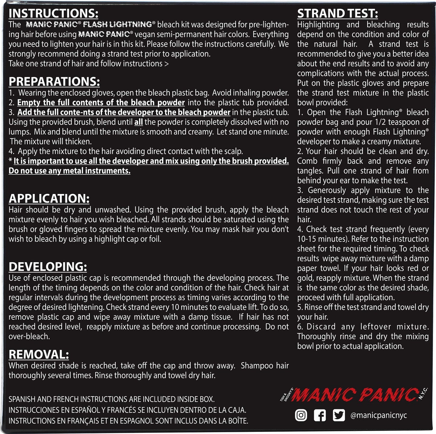MANIC PANIC Flash Lightning Hair Bleach Kit - Bleach Powder + 30 Volume Developer - Hair Lightener for Dark Shades - Lifts Up to 5 Levels - Achieve