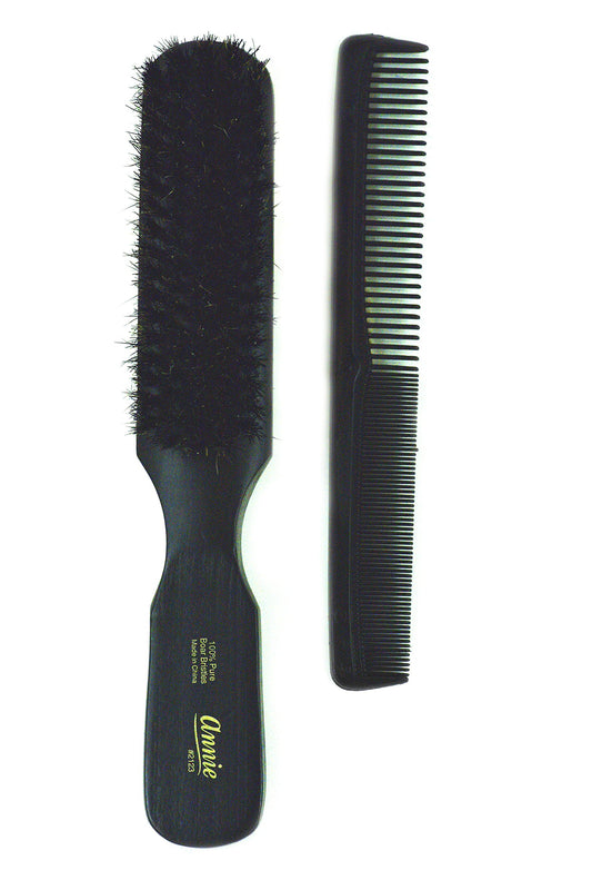 Annie Soft Mini Wave Brush #2123-100% Pure Boar Bristles, Reinforced Bristles, Black, Unisex, Wavy Hair