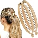 Camila Paris CP3133 2 Pack French Banana Clip Hair Comb Classic Girls Updo Flexible Ponytail Holder Interlocking Banana Combs, Fashion Durable Styling