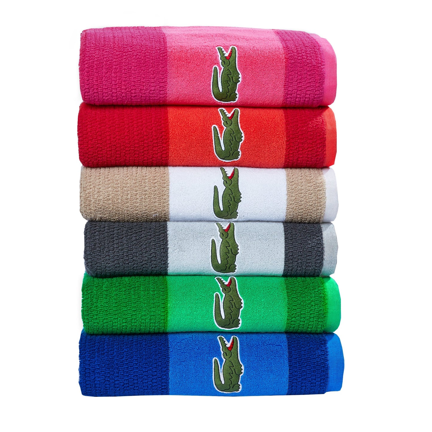 Lacoste Match Bath Towel, Cotton, Striped