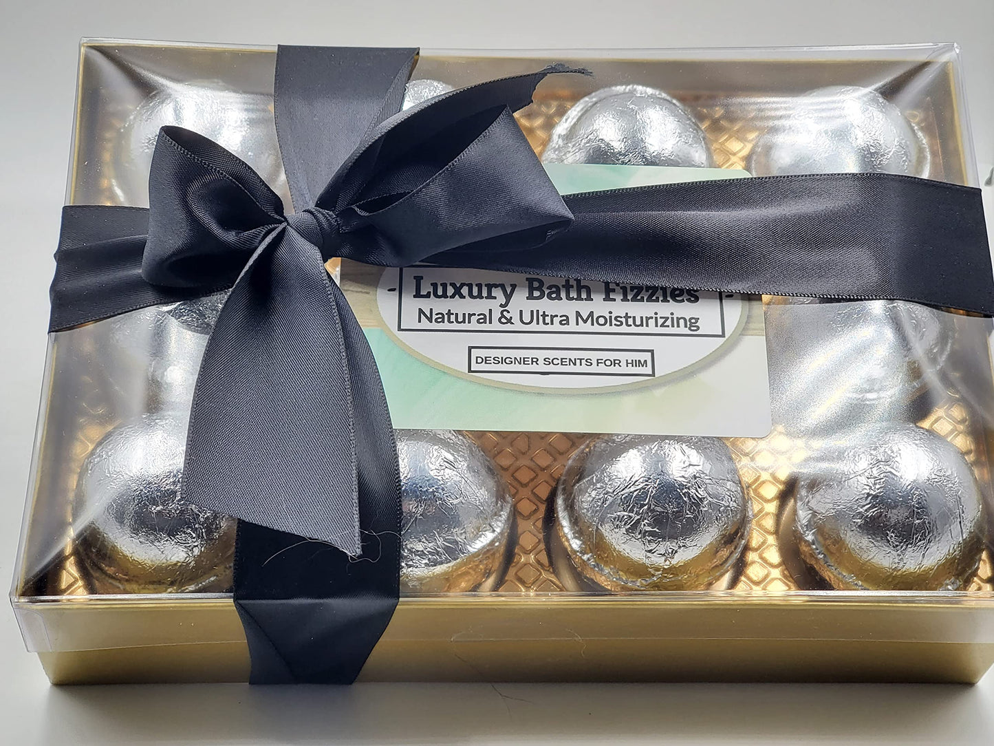 Spa Pure Designer Bath Bombs - for Men, Natural, Organic, large bathbombs, 12 Designer Scents for Men, Elegant Bath Bomb Gift Set (2.5 oz each)