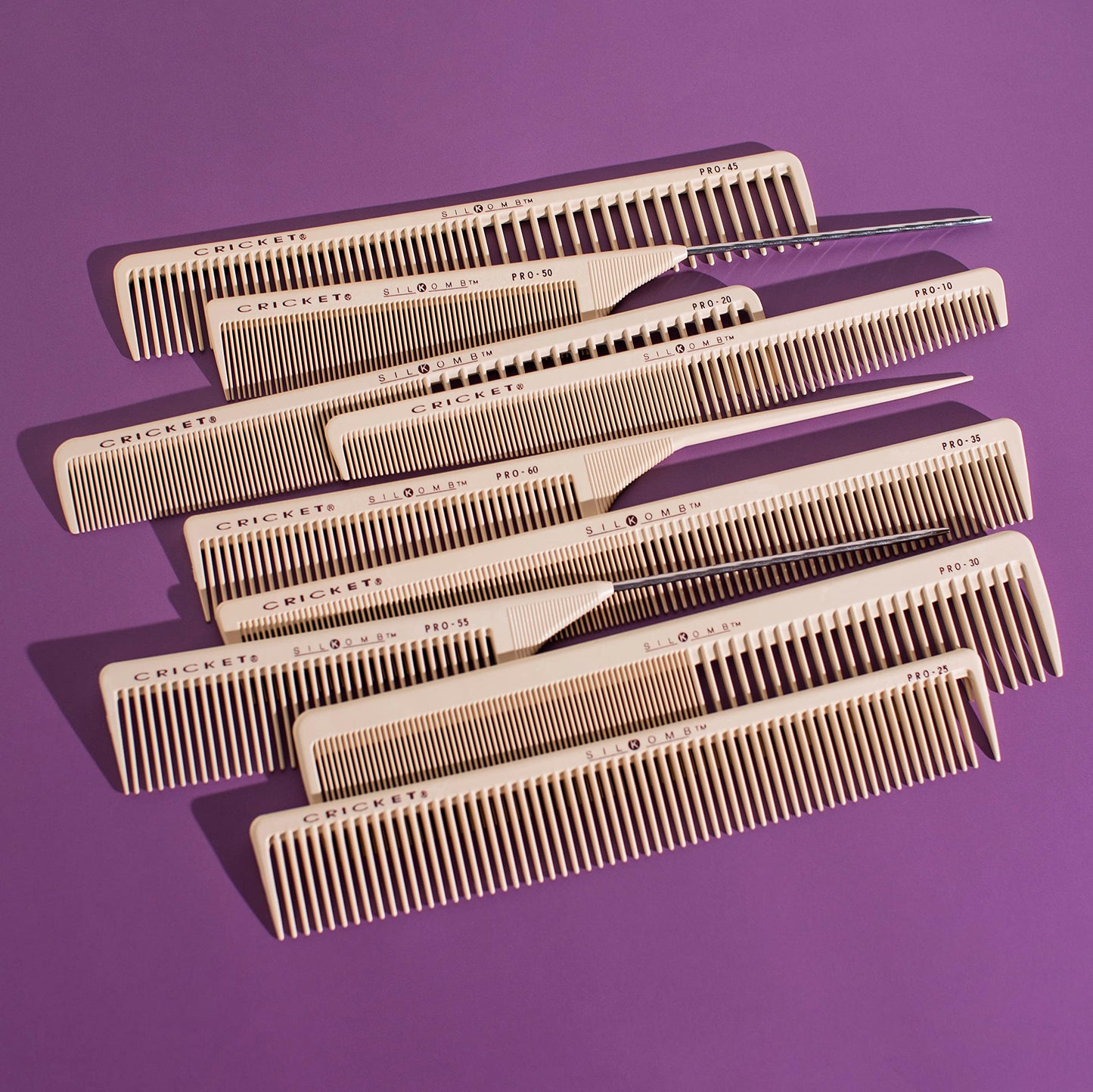 Cricket Silkomb Pro-35 Extra Long Hair Cutting Comb - Silicone-Injected, Seamless Teeth with Dual Tooth Pattern for Precision Cutting, Styling, Ideal