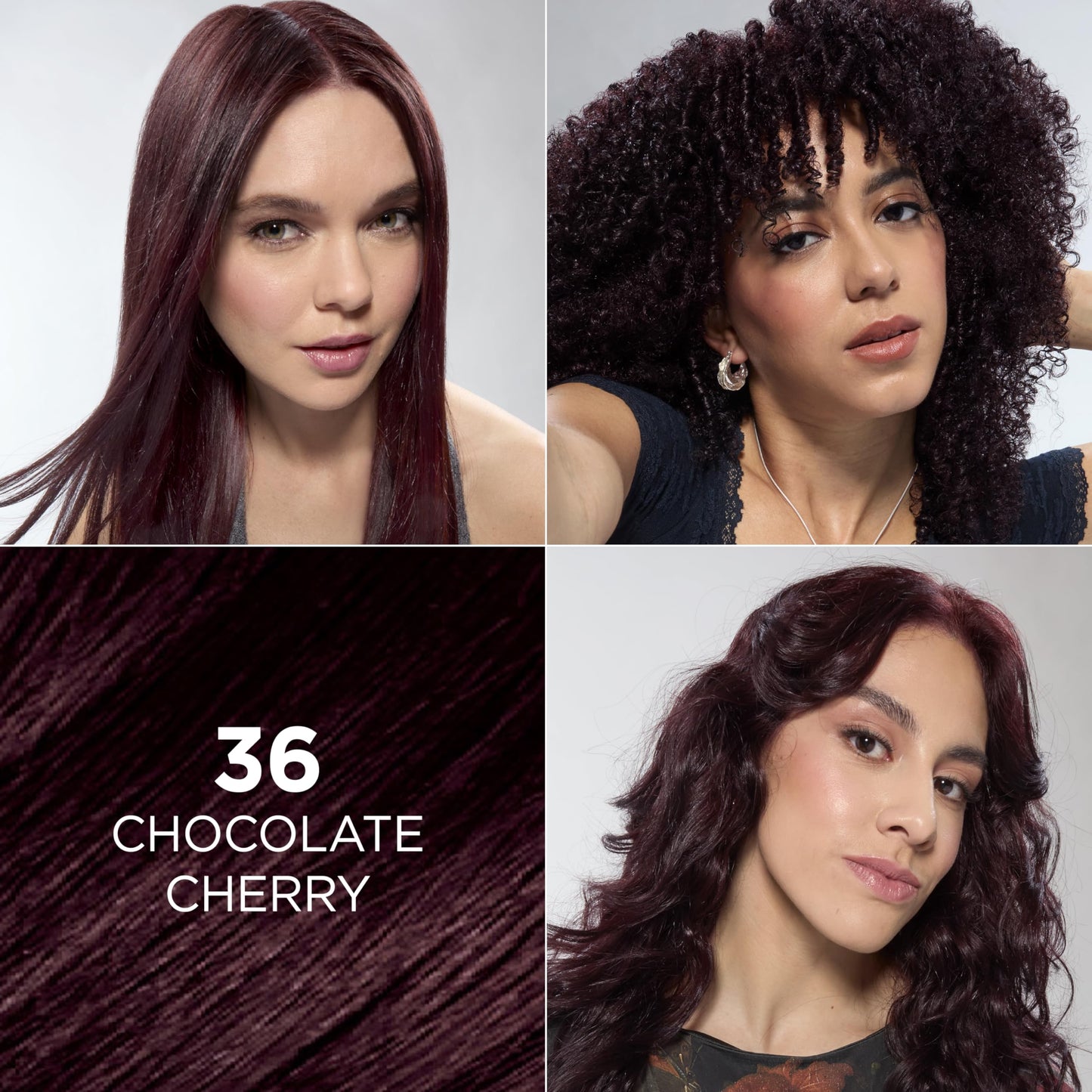 L’Oreal ParisFeria Multi-Faceted Shimmering Colour, Warmer, 36 Deep Burgundy Brown, 1 ea (Pack of 3)