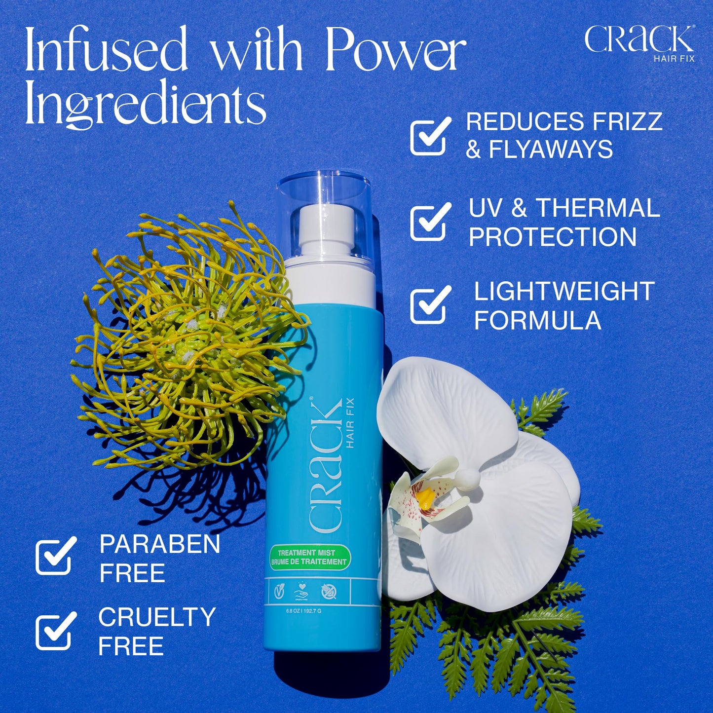 Crack HAIR FIX Mist Spray - Moisturizes & Protects Hair From Dryness & Thermal Damage, Improves Texture - 6 oz, 2 Pack