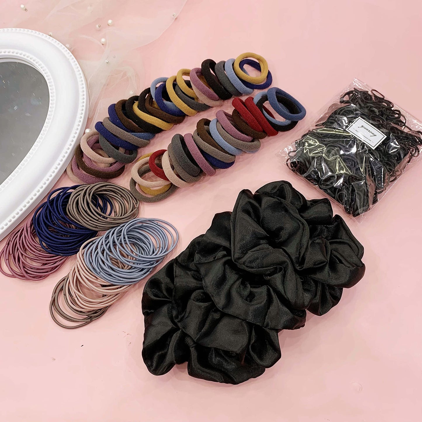 YANRONG 755PCS Hair Accessories for Woman Set Seamless Ponytail Holders Variety Hair Scrunchies Hair Bands Scrunchy Hair Ties For Thick and Curly