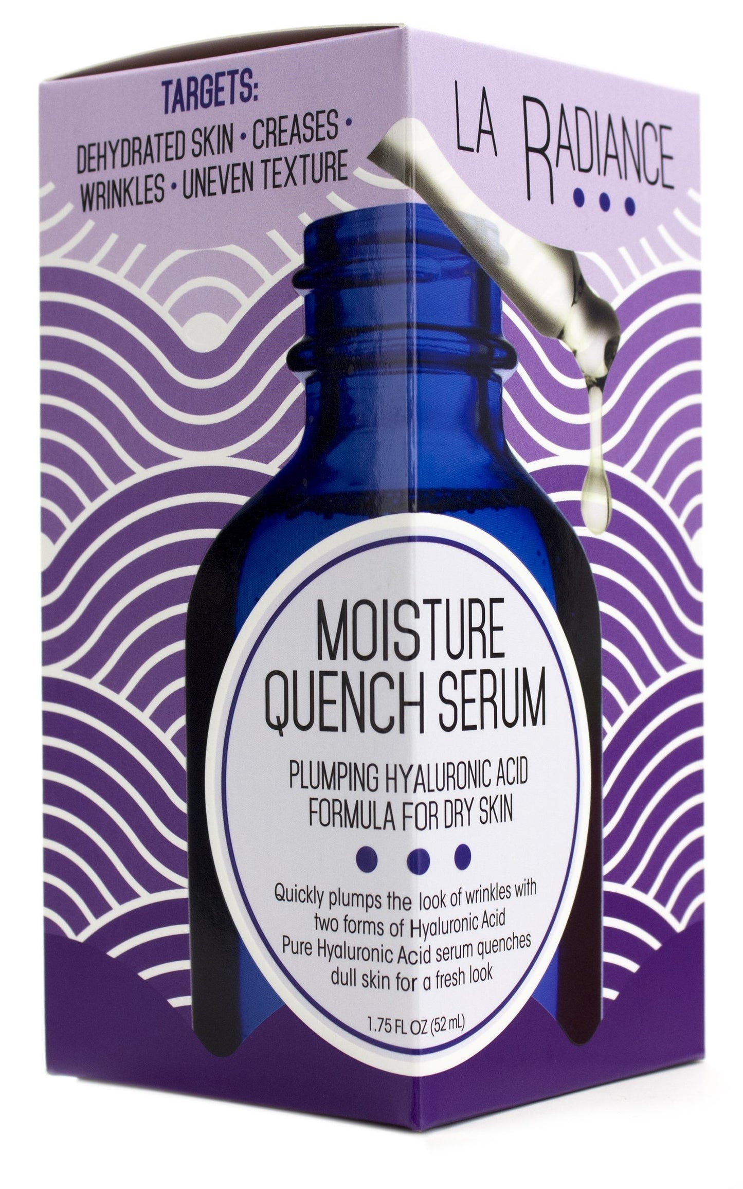 La Radiance Moisture Quench Anti-Aging Serum for wrinkles and uneven skin tone. Made with Pure Hyaluronic Acid to help hydrate and plump skin. Large