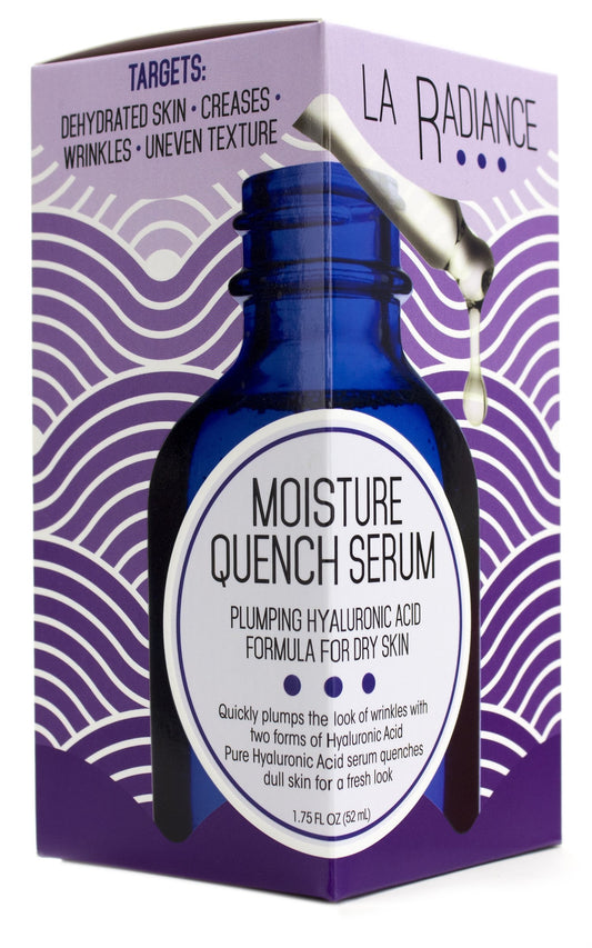 La Radiance Moisture Quench Anti-Aging Serum for wrinkles and uneven skin tone. Made with Pure Hyaluronic Acid to help hydrate and plump skin. Large