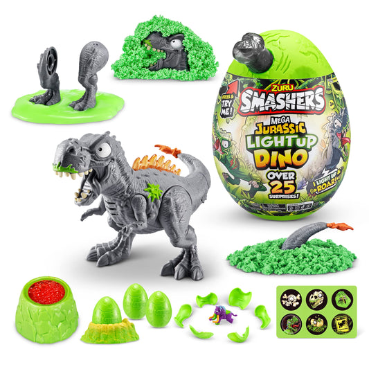 Smashers Mega Jurassic Light Up Dino Egg (T-Rex) by ZURU Collectible Egg with Over 25 Surprises, Volcano Slime, Fossil Toy, Dinosaur Toys, T-Rex Toy…