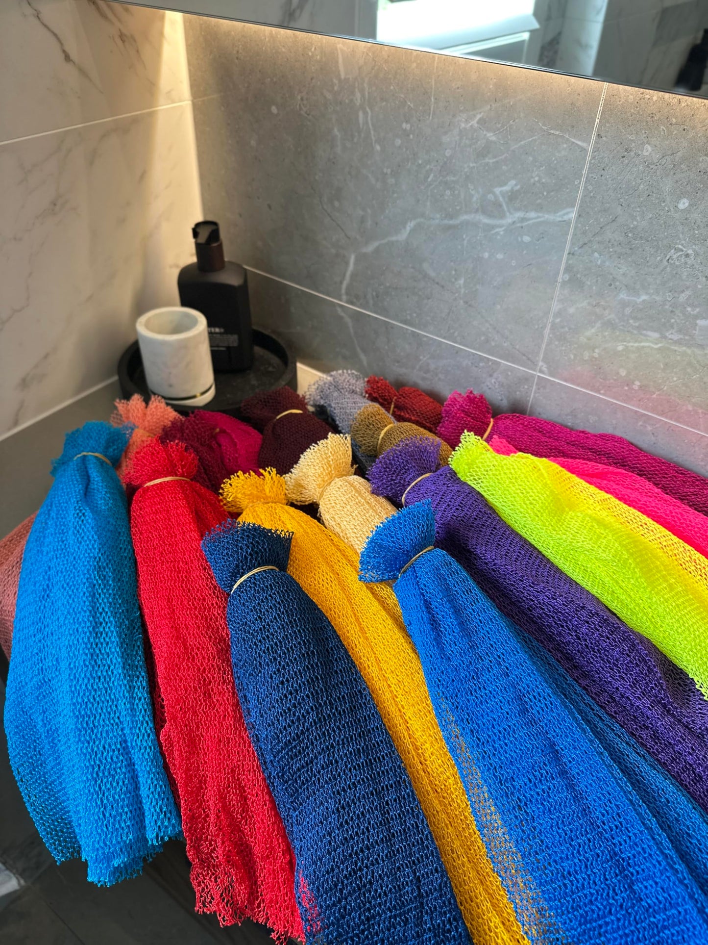 Body Care for Women exfoliating net with Knots, Real, Long, exfoliating net Sponge with 22 Colors Available Made for Both Men and Women as a Hygiene Beauty and Personal Care AFRICANA BEAUTY