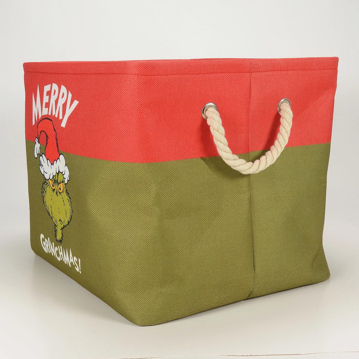 Department 56 Snowpinions Dr. Seuss Merry Grinchmas Gift Tote Storage Bin, 17 by 14 Inch, Multicolor