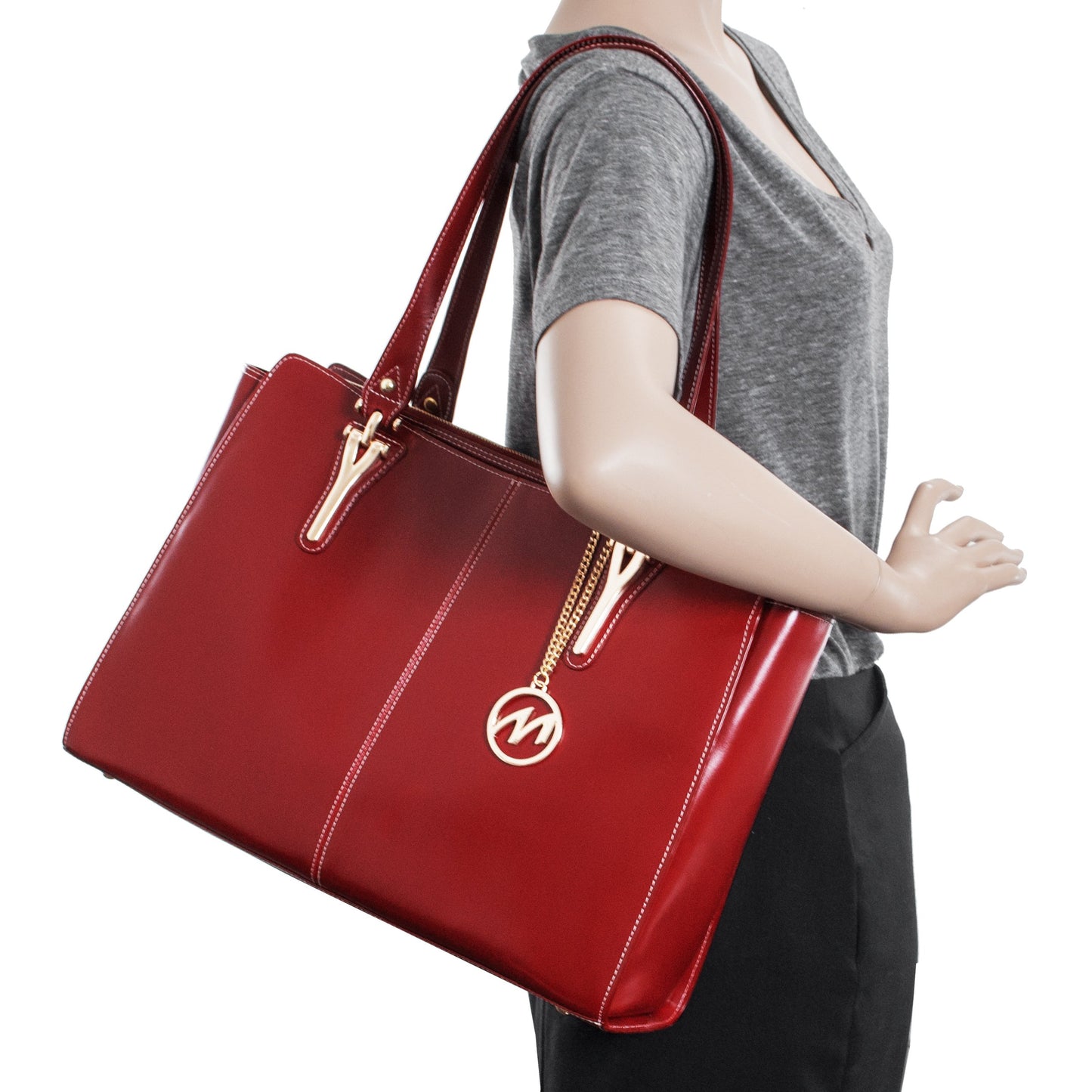 McKlein GLENNA, Leather Ladies' Tote with Tablet Pocket, Laptop Bag for Women Lightweight Leather, Computer Tote Bag, Briefcase Large Capacity Handbag