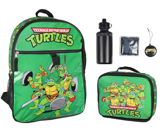 INTIMO Nickelodeon Teenage Mutant Ninja Turtles Team Leonardo Raphael Donatello Michelangelo 5 PC Backpack Lunch box Water Bottle