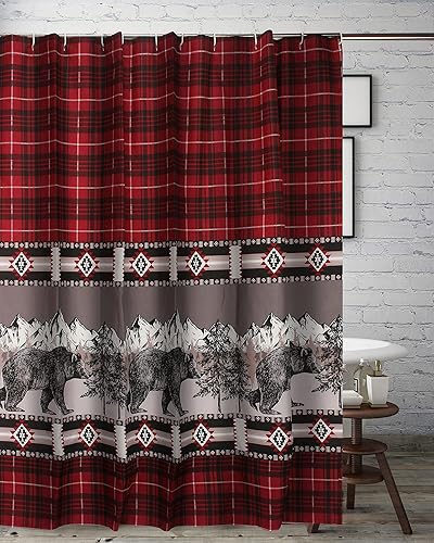 Greenland Home Timberline Bath Shower Curtain, Red, 72 x 72-inch