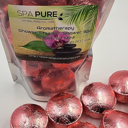 Grapefruit Mint Aromatherapy Shower Bombs: USA Made with 100% Natural/Organic Essential Oils - Transform Your Shower (8 Count) Pack of 1