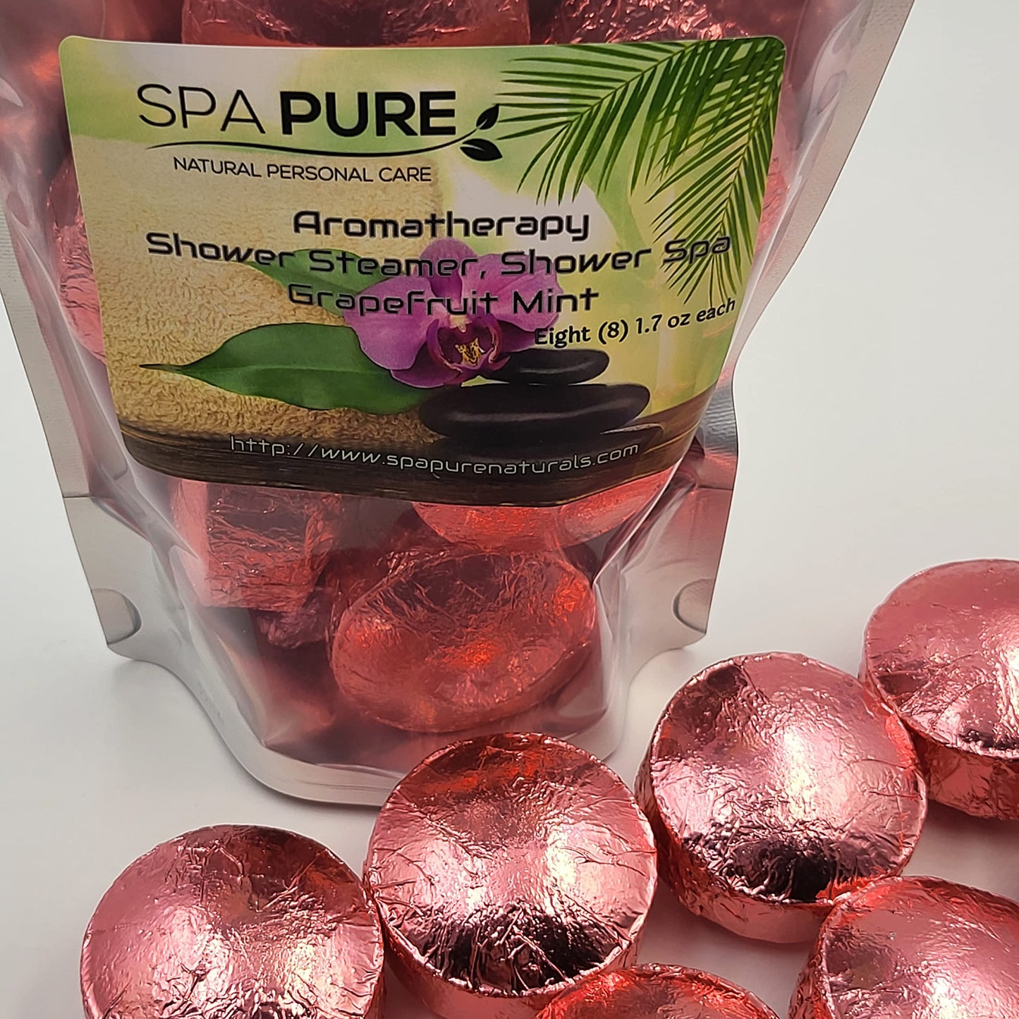 Grapefruit Mint Aromatherapy Shower Bombs: USA Made with 100% Natural/Organic Essential Oils - Transform Your Shower (8 Count) Pack of 1