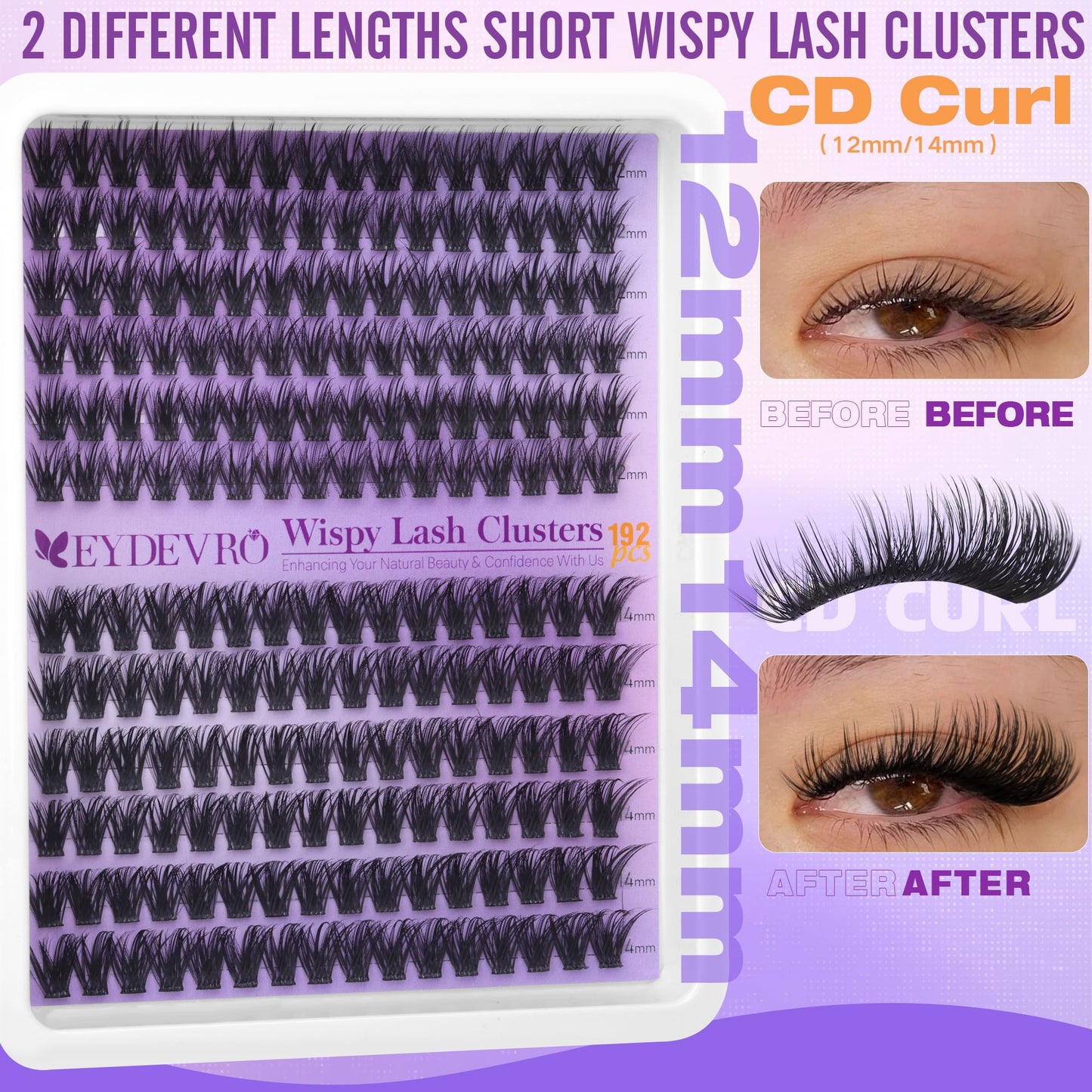 EYDEVRO Wispy Lash Clusters Natural Eyelash Clusters 12-14mm Short Lashes Beauty and Personal Care EYDEVRO