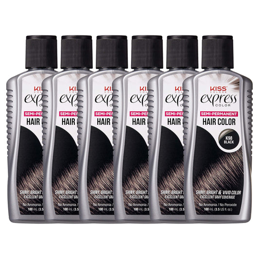 Kiss Express Color #K98 Semi- Permanent Black 3.5 Ounce (Pack of 6)