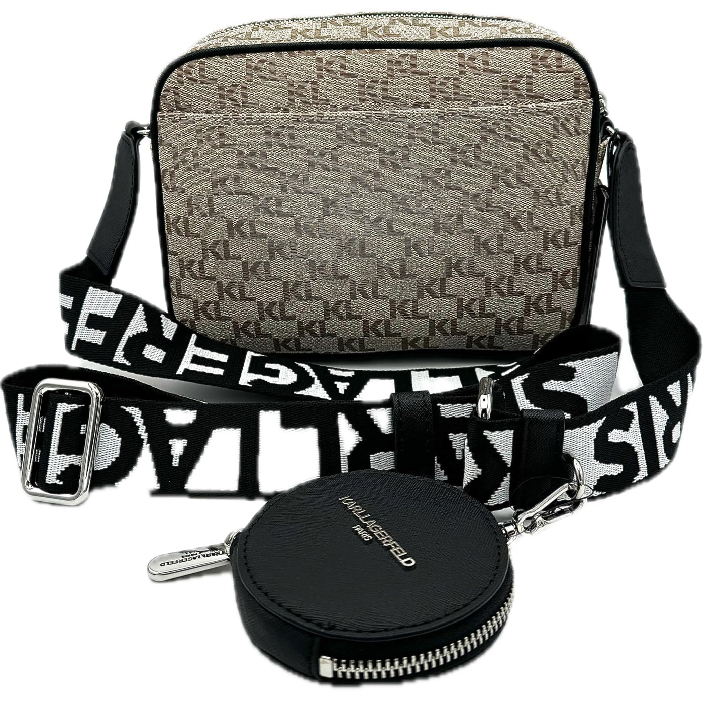 Karl Lagerfeld Paris Women's Handbags Crossbody,Almond/Taupe,1SZ