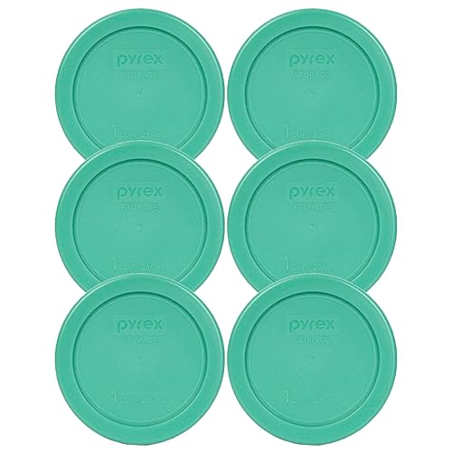 Pyrex 7202-PC 1-Cup Green Food Storage Replacement Lid (6 Pack) - Made in USA