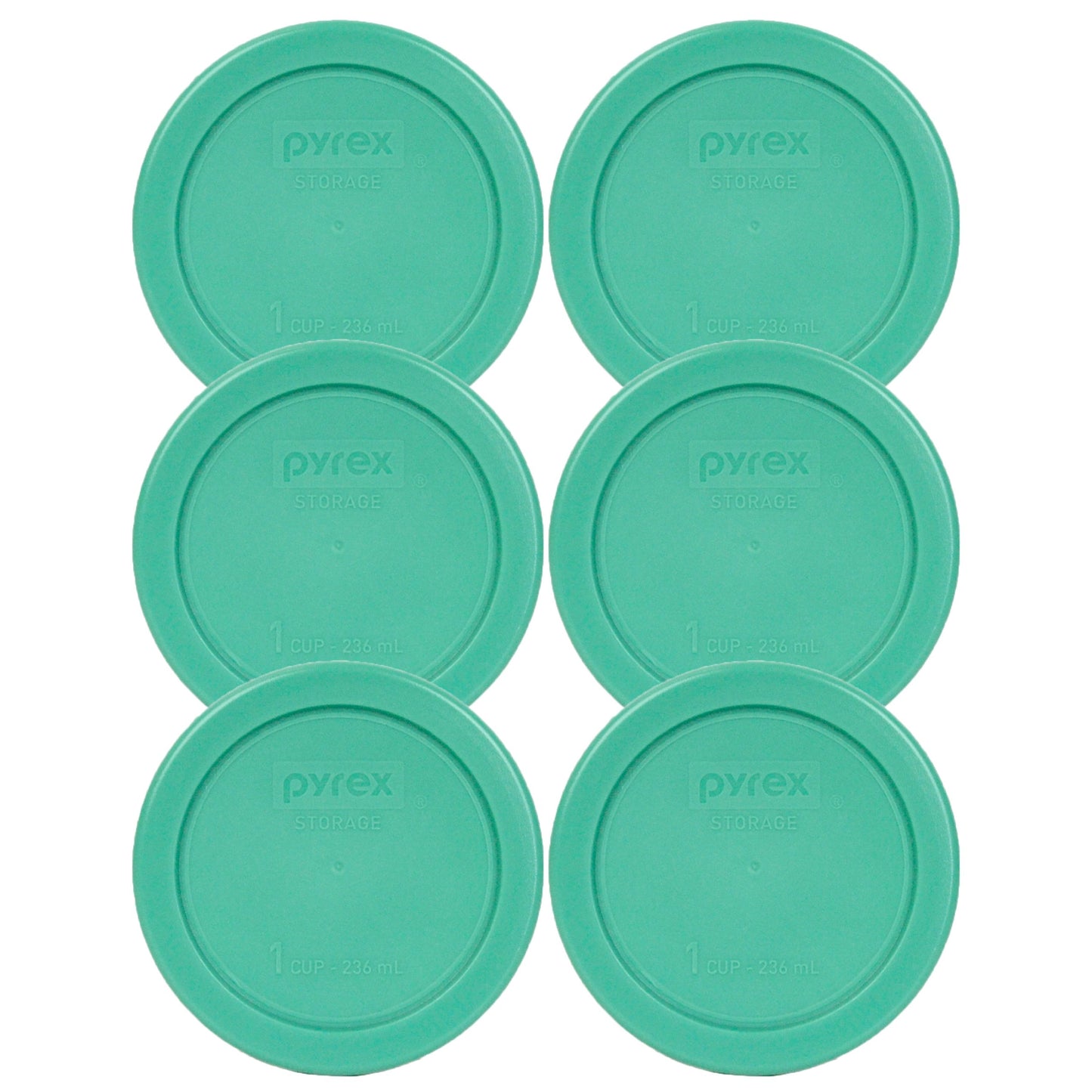 Pyrex 7202-PC 1-Cup Green Food Storage Replacement Lid (6 Pack) - Made in USA