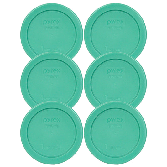 Pyrex 7202-PC 1-Cup Green Food Storage Replacement Lid (6 Pack) - Made in USA