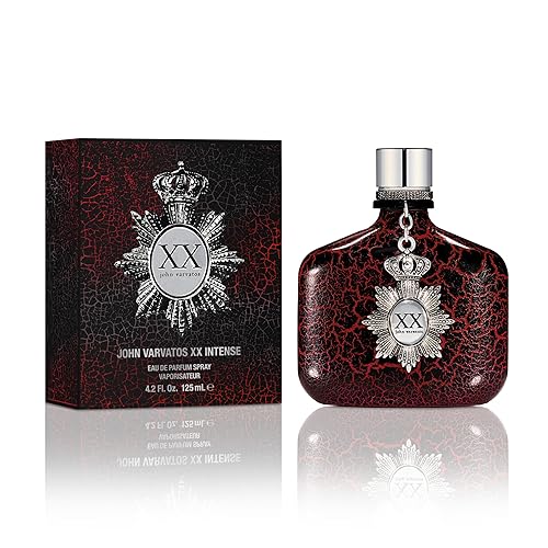 John Varvatos XX Intense Eau de Parfum Spray, Men’s Cologne, Woody Amber Scent with Notes of Red Ginger Flower Accord, Cedarwood & Tonka Bean, 4.2 fl.