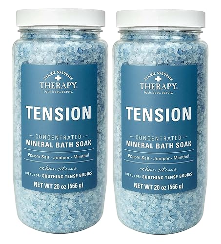 Village Natruals Mineral Bath Soak Tension Cedar Citrus 20 Ounce (591ml) (Pack of 2)