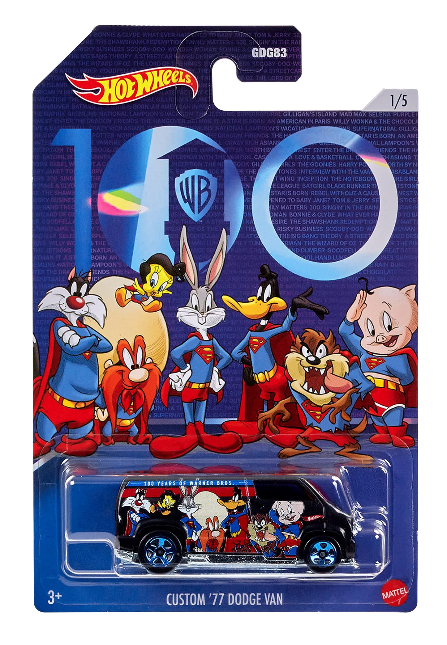 Hot Wheels Cars, Looney Tunes Mash-Up Vehicle, 1:64 Scale Die-Cast Toy Car for Kids & Collectors, Collectible Deco for Warner Bros. 100th…