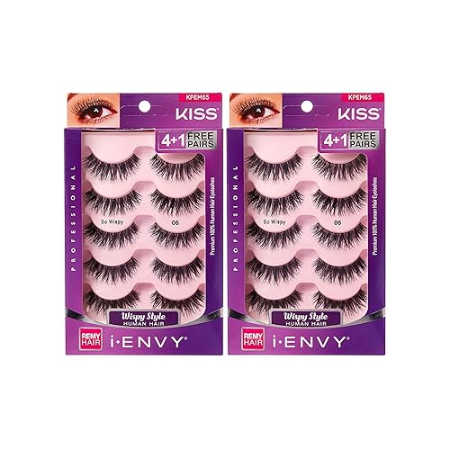 iENVY by KISS So Wispy Eyelashes 5 Pair Multi Pack (KPEM65) (2 PACK) Natural Wispy Style Made with Natural Hair…