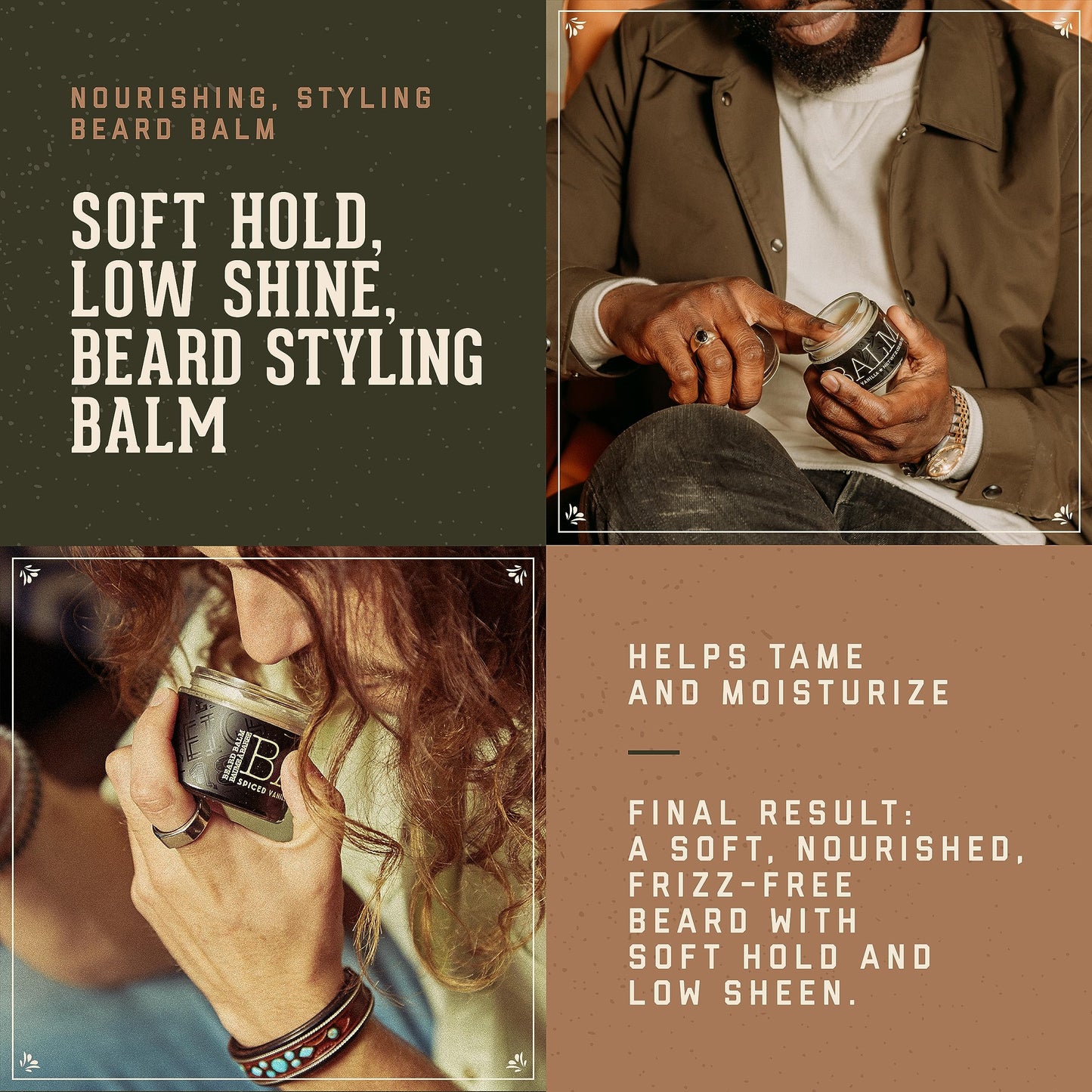 18.21 Man Made Beard Balm for Men, Spiced Vanilla, 2 fl. oz - Premium Grooming Cream with Low Shine for Conditioning and Shaping Beards, Mustaches