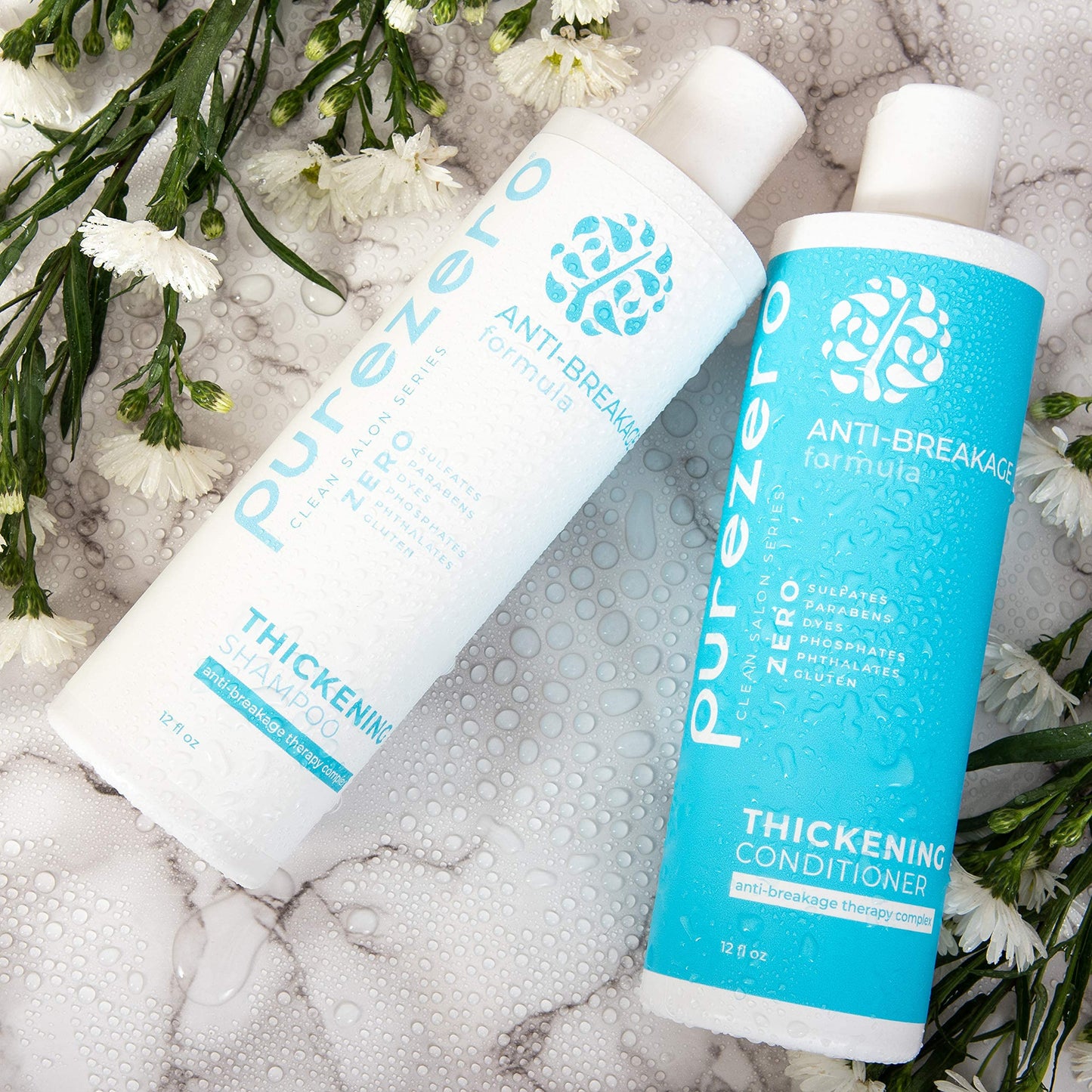 Purezero Anti-Breakage & Thickening Shampoo Conditioner set, For Hair Loss & Hair Thinning, With Biotin, Vitamin C, Caffeine and Saw Palmetto, 100%