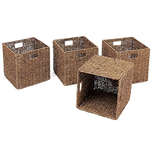 Foldable Storage Basket with Iron Wire Frame By Trademark Innovations (Set of 4)