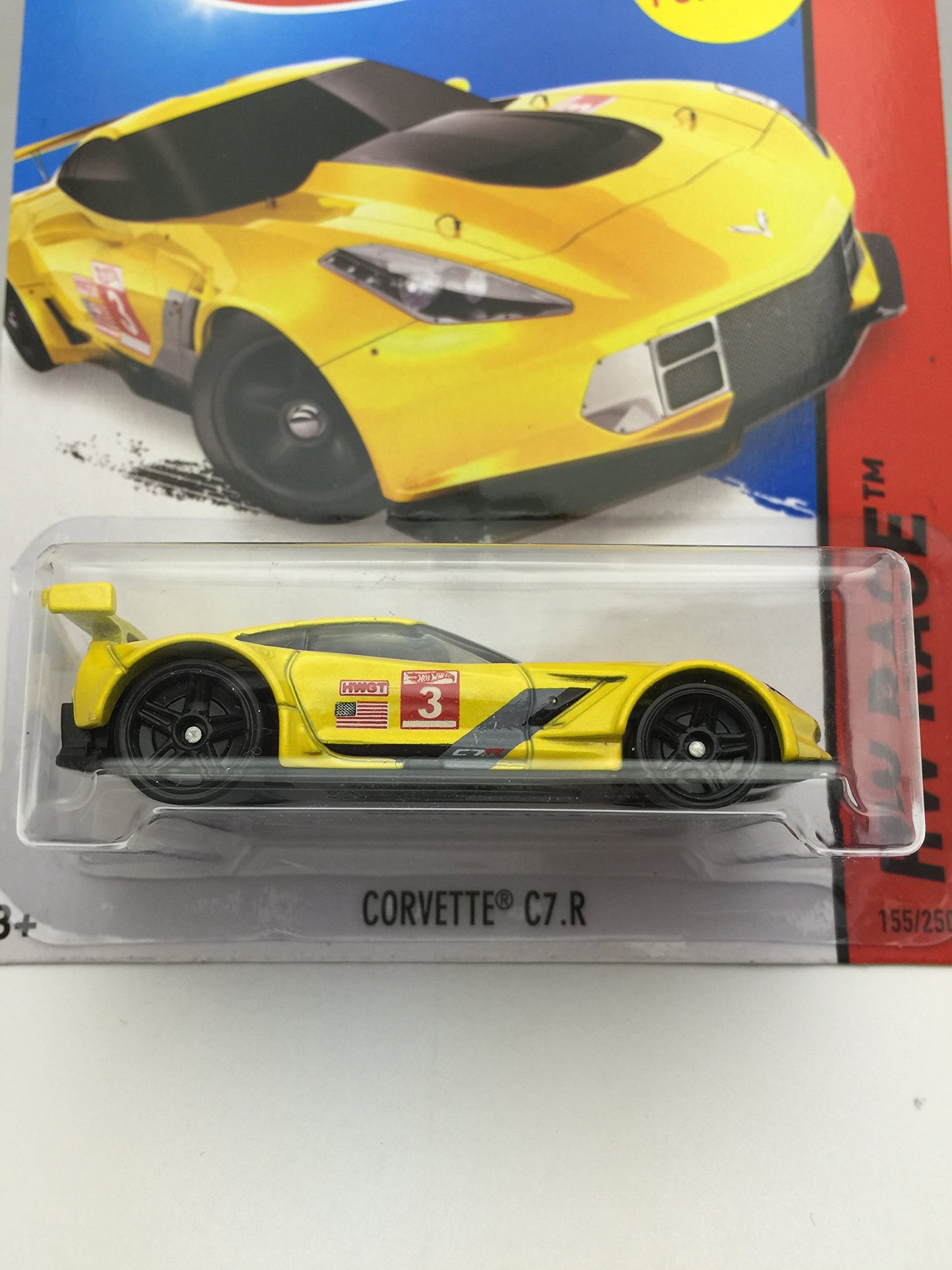 Hot Wheels, 2015 HW Race, Corvette C7.R [Yellow] 155/250