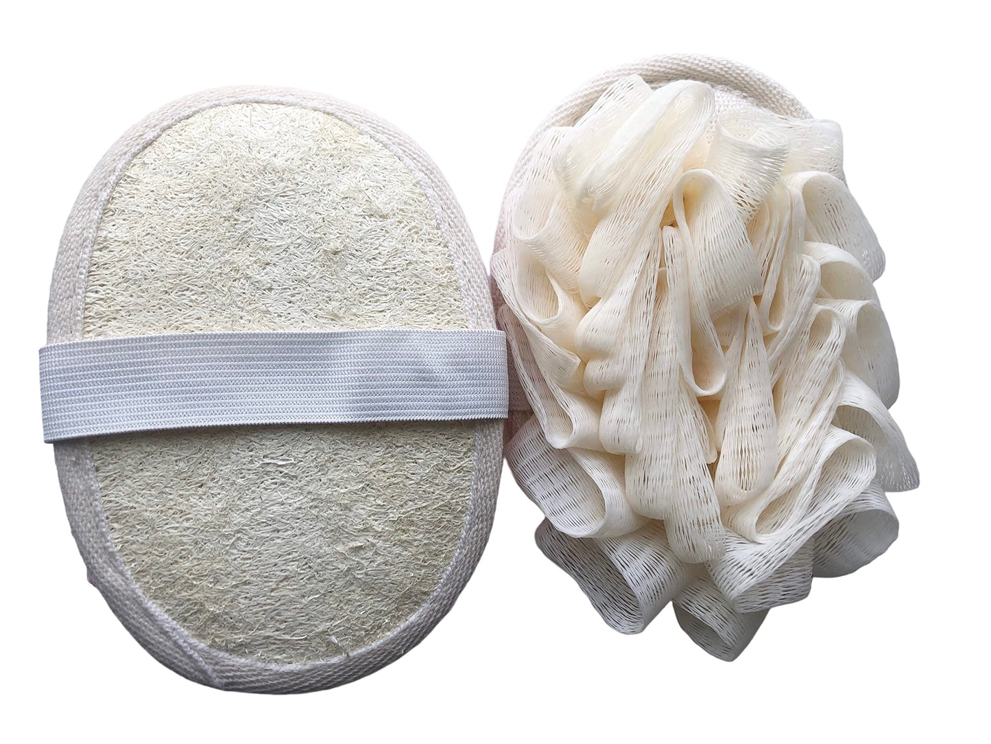 FOVOMA 2PCS Travel Body Natural Loofah Sponge,Mini Pink Loofah Travel Size, Eco Organic Loofah Sponge with Hand,Loofah Soft Sensitive Skin
