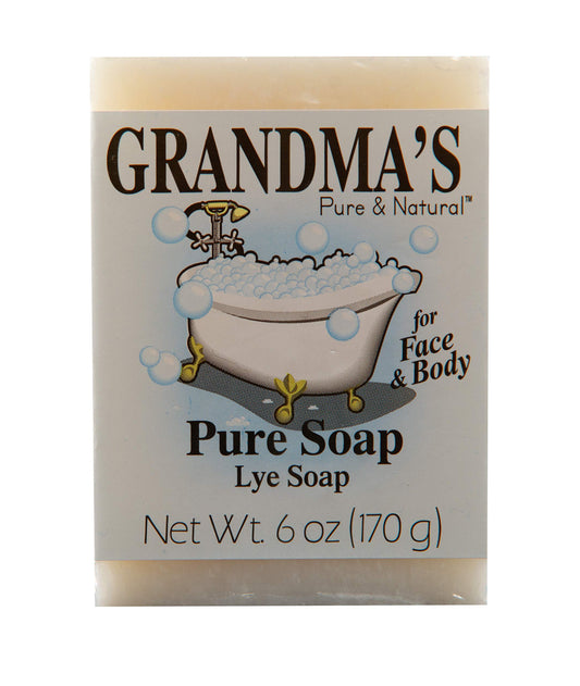 Grandma's Pure Lye Soap Bar - Unscented Face & Body Wash Cleans with No Detergens, Dyes & Fragrances - 6 Ounce (Pack of 1) - 60018 Beauty & Personal Care GRANDMA'S PURE & NATURAL