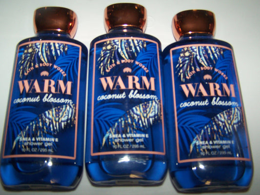 Lot of 3 Bath & Body Works Warm Coconut Blossom Shea & Vitamin E Shower Gel 10 oz Beauty & Personal Care Bath & Body Works