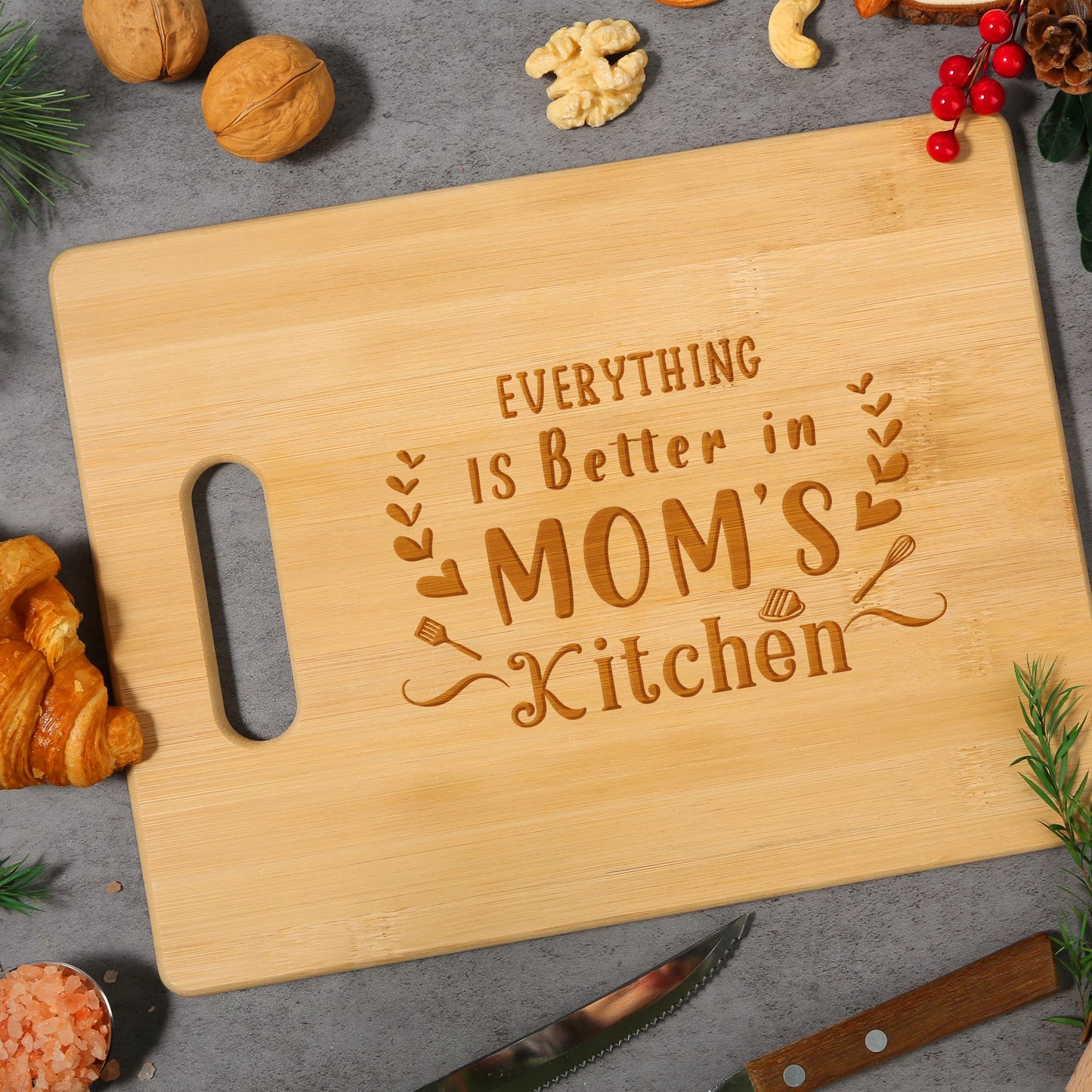 Pandasch Mom Gifts, Unique Birthday Gifts for Mom from Daughter Son, Happy Birthday Presents for Mother, 11x8.5 inch Engraved Bamboo Cutting Board…