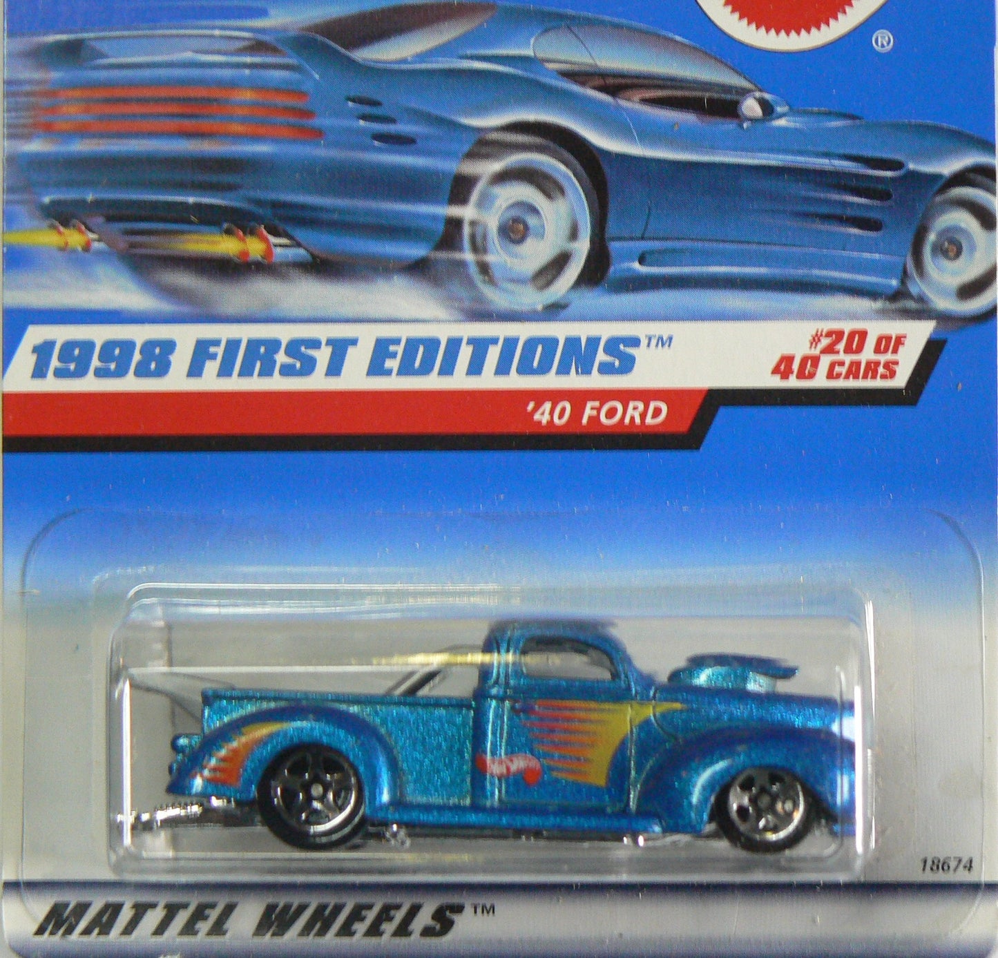 Hot Wheels - 1998 First Editions - 1940 Ford Pickup - Die Cast - #20 of 40 Cars - Blue Metallic Paint - Collector #654 - Limited Edition…