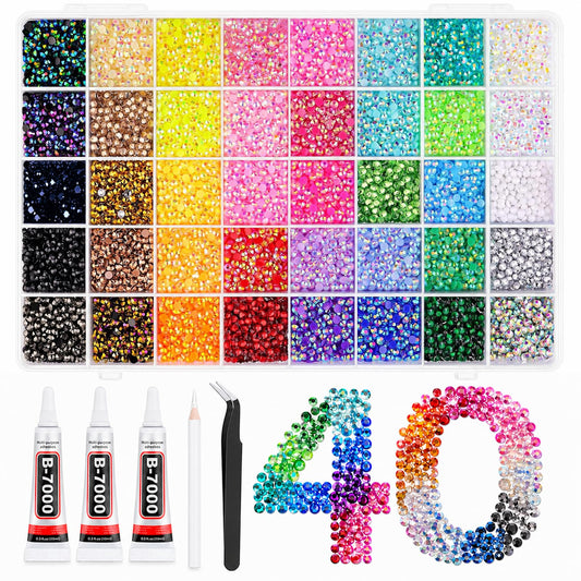 ZGZZGZ 50000 Pcs Resin Jelly Rhinestones Flat Back, 3mm Multicolor Bedazzling Gems Kit with 3Pcs B7000 Glue, Bulk Colorful Rhinestones for Nail Art Beauty and Personal Care ZGZZGZ Default Title