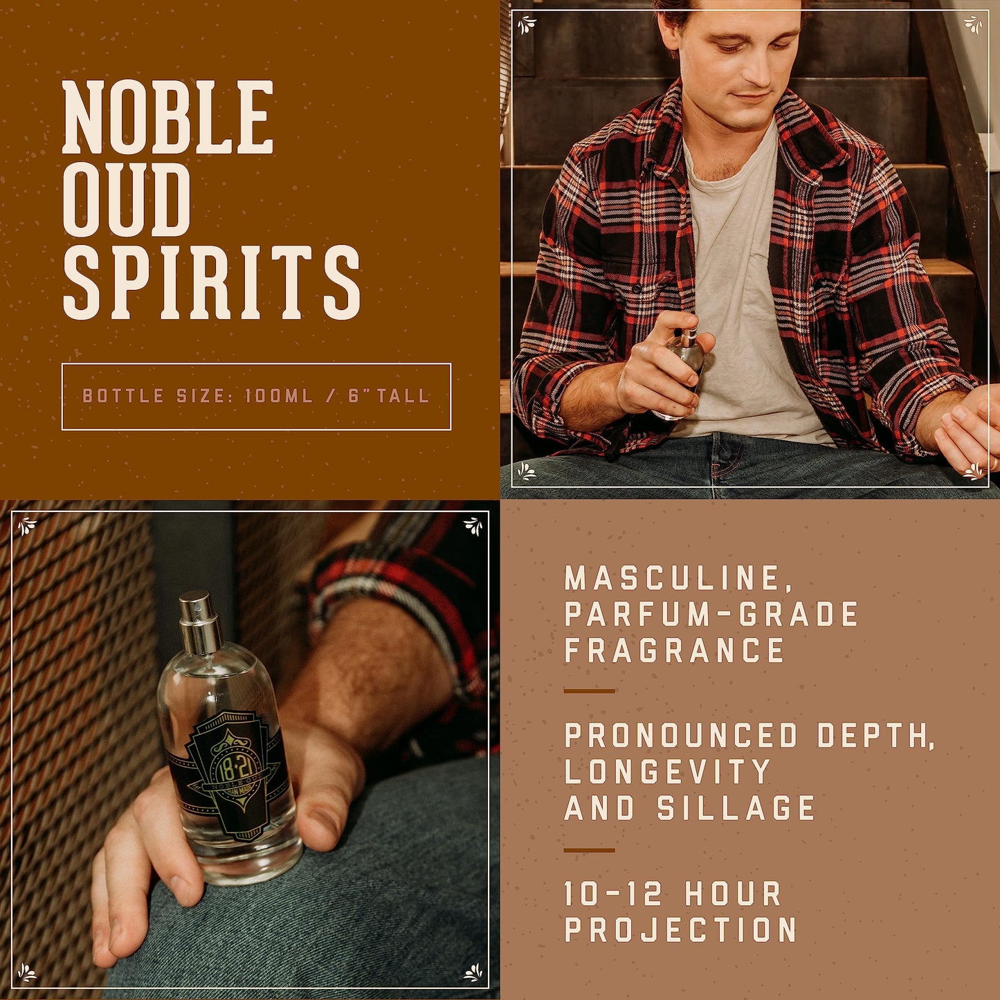 Men’s Cologne, Noble Oud Fragrance, 3.4 fl. oz - Long-Lasting Eau de Parfum for Men, Sweet Scent with Woodsy Undertones - Eau de Toilette