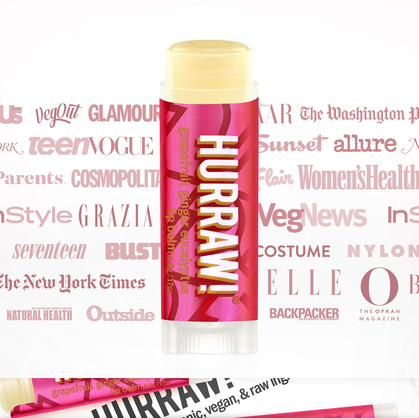 Hurraw! Grapefruit, Ginger, Eucalyptus (Kapha) Lip Balm, 3 Pack: Organic, Certified Vegan, Cruelty and Gluten Free. Non-GMO, 100% Natural Ingredients.